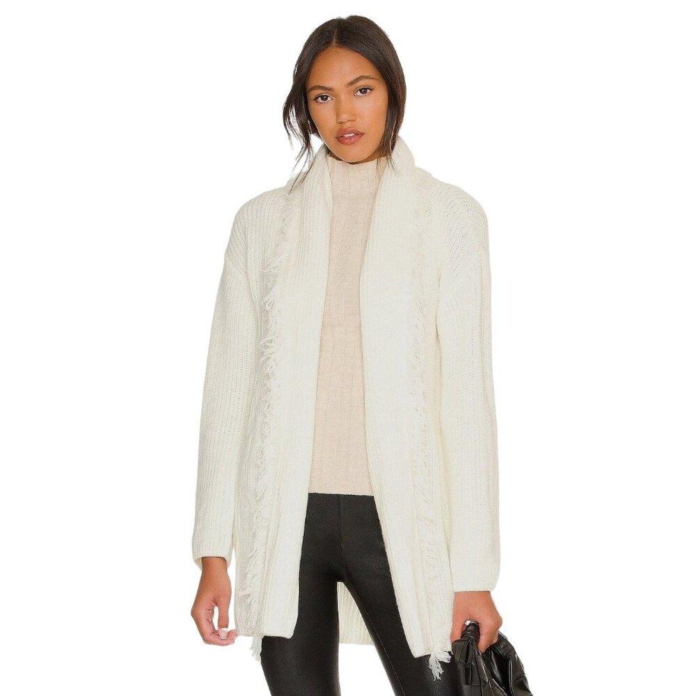 Ivory Fringe Belted Cardigan
